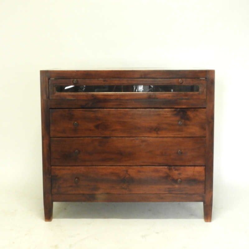 Vintage chest of drawers with glass top