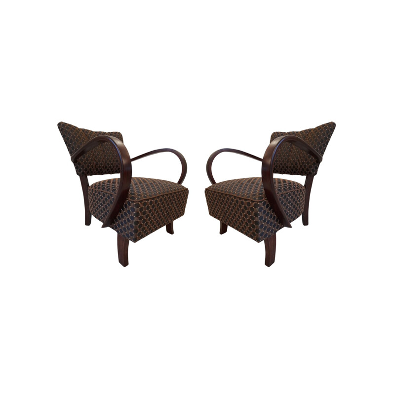 Pair of Art Deco vintage armchairs by Jindrich Halabala, Czechoslovakia 1930s