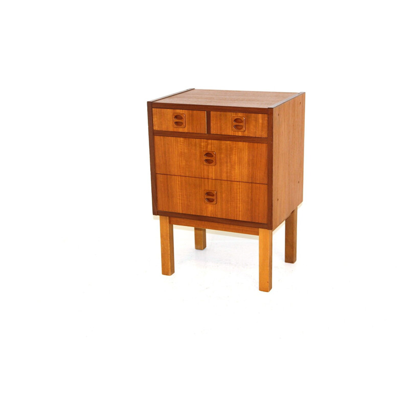 Vintage teak and beechwood chest of drawers, Sweden 1960