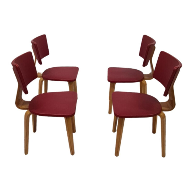 Set of 4 vintage plywood dining chairs by Cor Alons for De Boer, Netherlands 1950s
