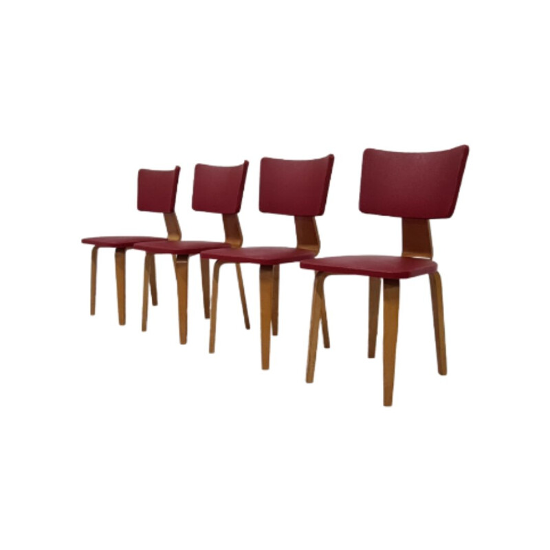 Set of 4 vintage plywood dining chairs by Cor Alons for De Boer, Netherlands 1950s