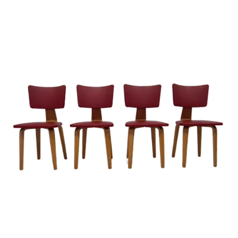 Set of 4 vintage plywood dining chairs by Cor Alons for De Boer, Netherlands 1950s