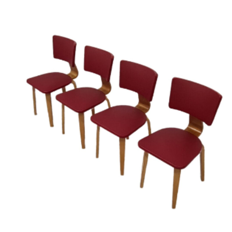Conjunto de 4 cadeiras em contraplacado vintage de Cor Alons para De Boer, Holanda 1950