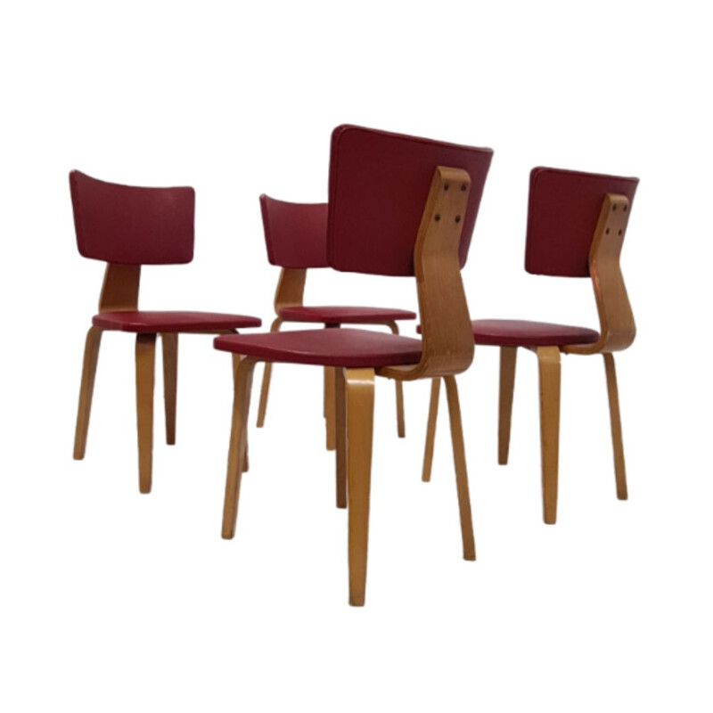 Set of 4 vintage plywood dining chairs by Cor Alons for De Boer, Netherlands 1950s