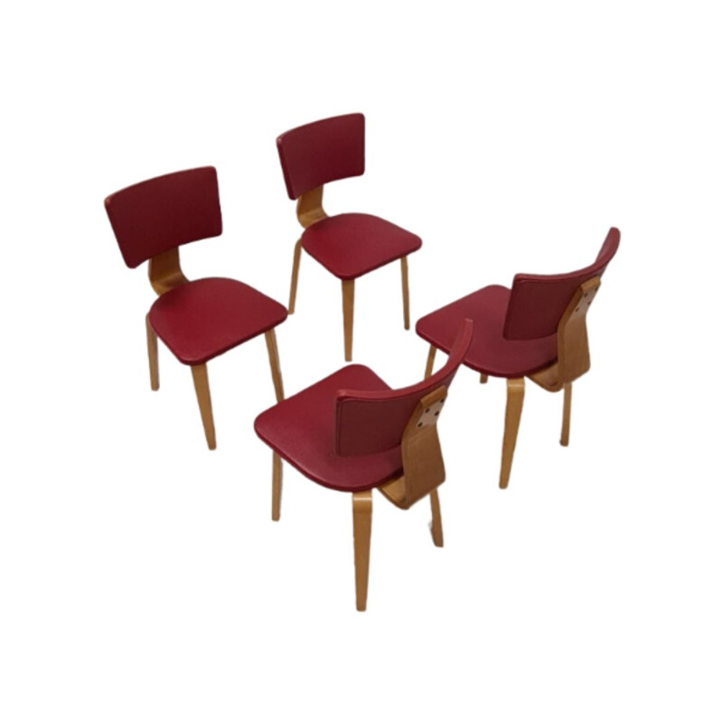 Conjunto de 4 cadeiras em contraplacado vintage de Cor Alons para De Boer, Holanda 1950