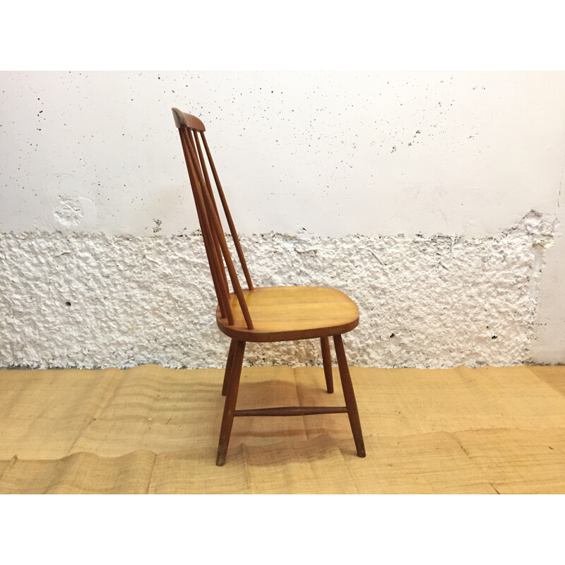High back scandinavian chair with bars - 1960s