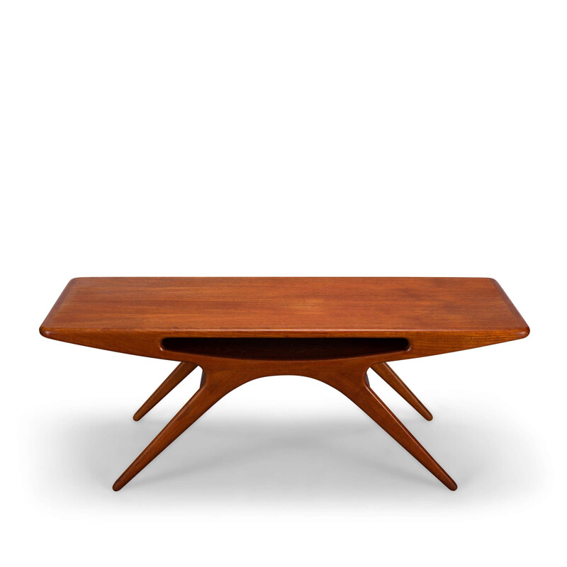 Mesa de café Vintage teak "smile" de Johannes Andersen, Dinamarca 1957