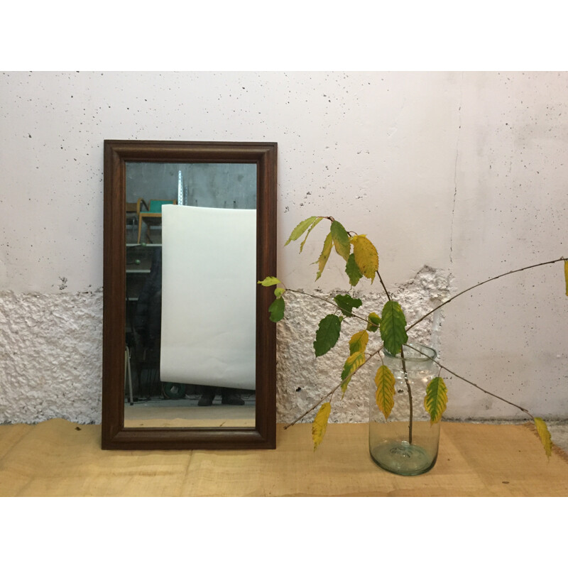 Large mid-century dark wood mirror - 1960s