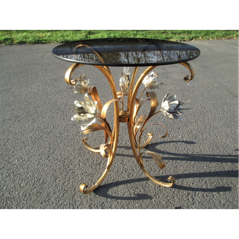 Vintage gilt metal coffee table by Hans Kögel, Germany 1960