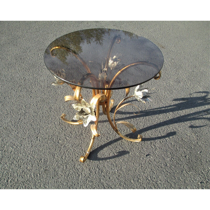 Vintage gilt metal coffee table by Hans Kögel, Germany 1960