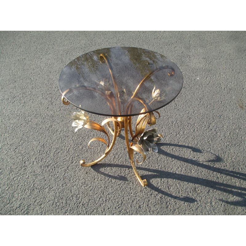 Vintage gilt metal coffee table by Hans Kögel, Germany 1960
