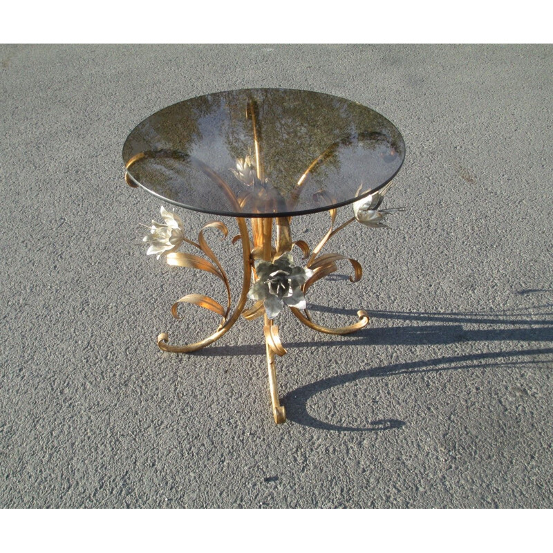 Vintage gilt metal coffee table by Hans Kögel, Germany 1960