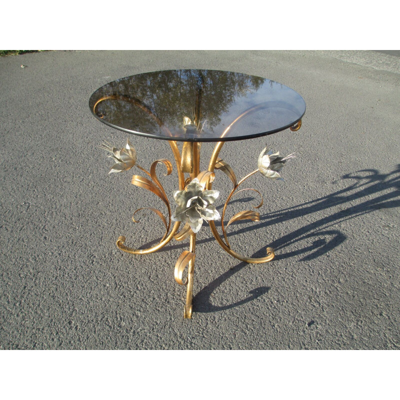 Vintage gilt metal coffee table by Hans Kögel, Germany 1960