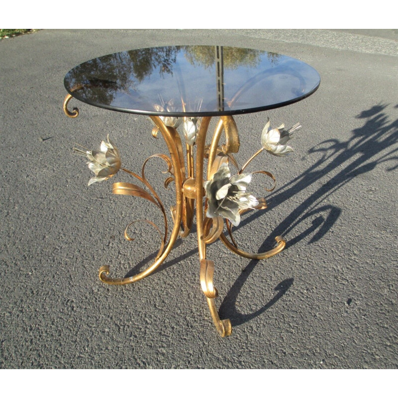 Vintage gilt metal coffee table by Hans Kögel, Germany 1960