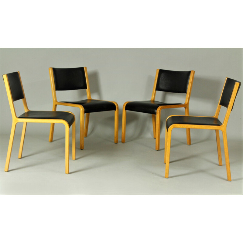 Set of 4 vintage bentwood side chairs by Wilhelm Ritz for Wilkhahn, 1960s