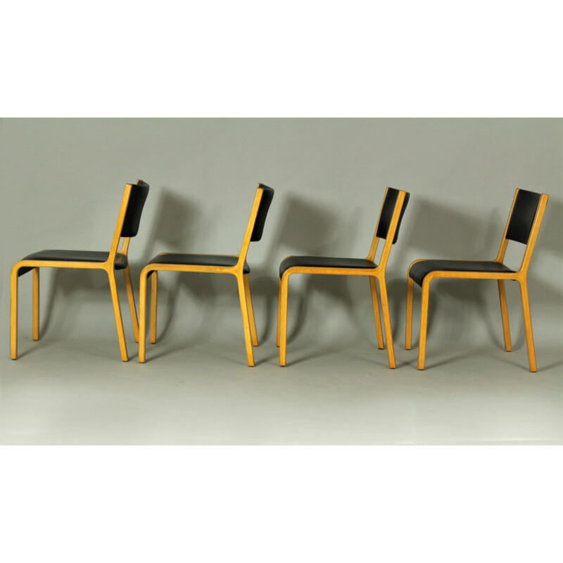 Ensemble de 4 chaises latérales vintage en bois courbé par Wilhelm Ritz pour Wilkhahn, 1960