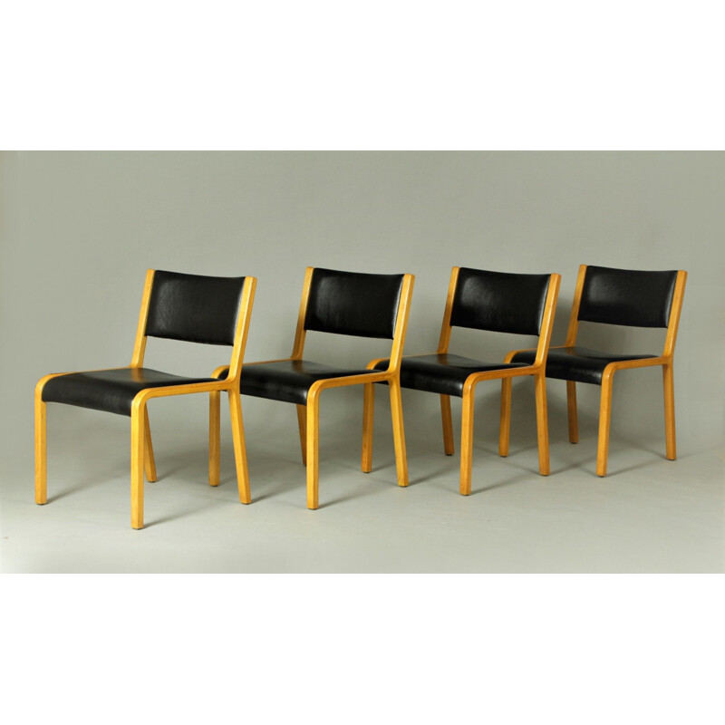 Set of 4 vintage bentwood side chairs by Wilhelm Ritz for Wilkhahn, 1960s