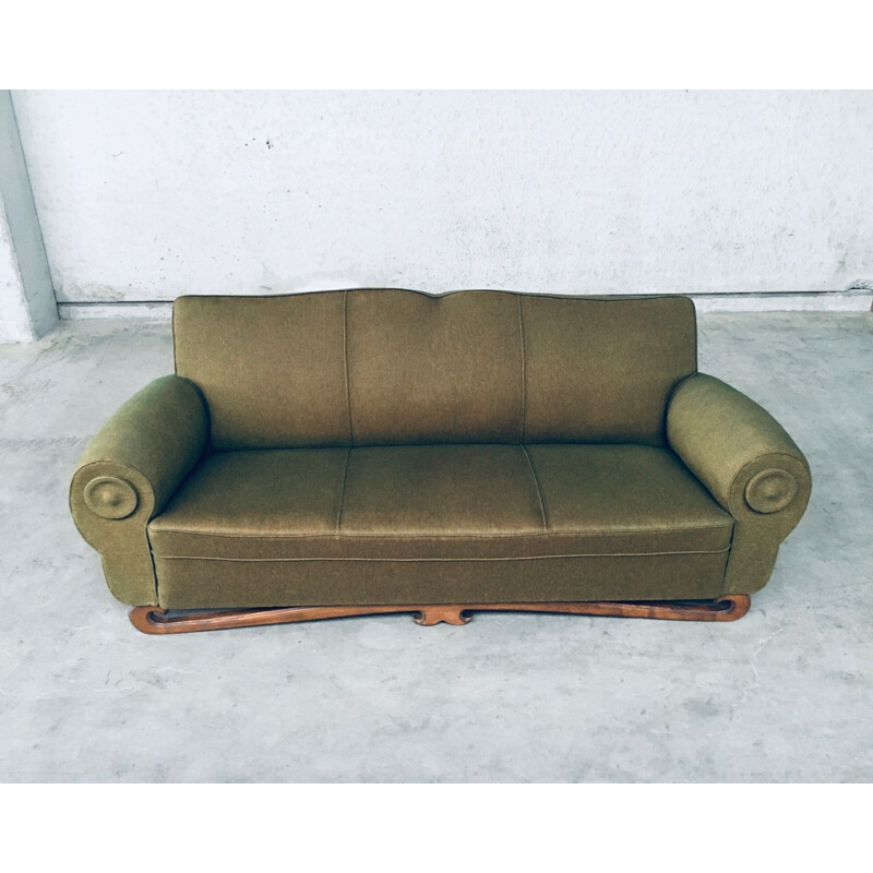 Vintage Art Deco Moustache 3 seat sofa, France 1930s