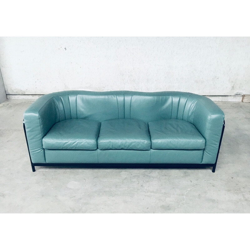 Vintage Onda 3 seat leather sofa by De Pas, D'Urbino and Lomazzi for Zanotta, Italy 1985