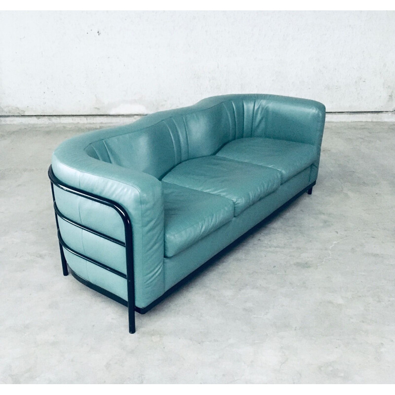 Vintage Onda 3 seat leather sofa by De Pas, D'Urbino and Lomazzi for Zanotta, Italy 1985