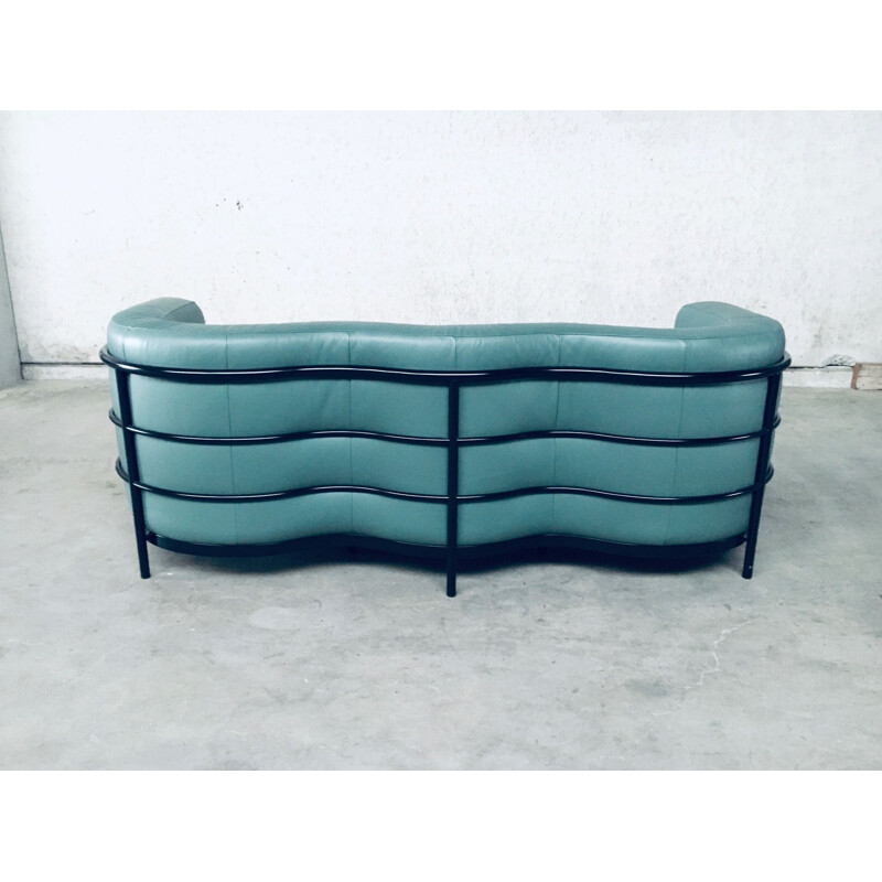 Vintage Onda 3 seat leather sofa by De Pas, D'Urbino and Lomazzi for Zanotta, Italy 1985