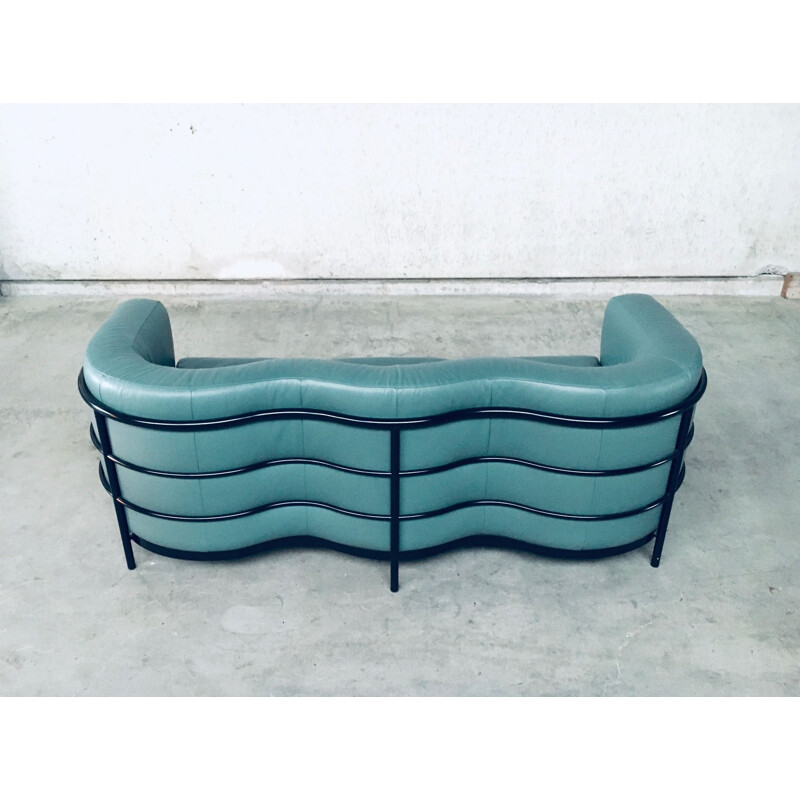 Vintage Onda 3 seat leather sofa by De Pas, D'Urbino and Lomazzi for Zanotta, Italy 1985