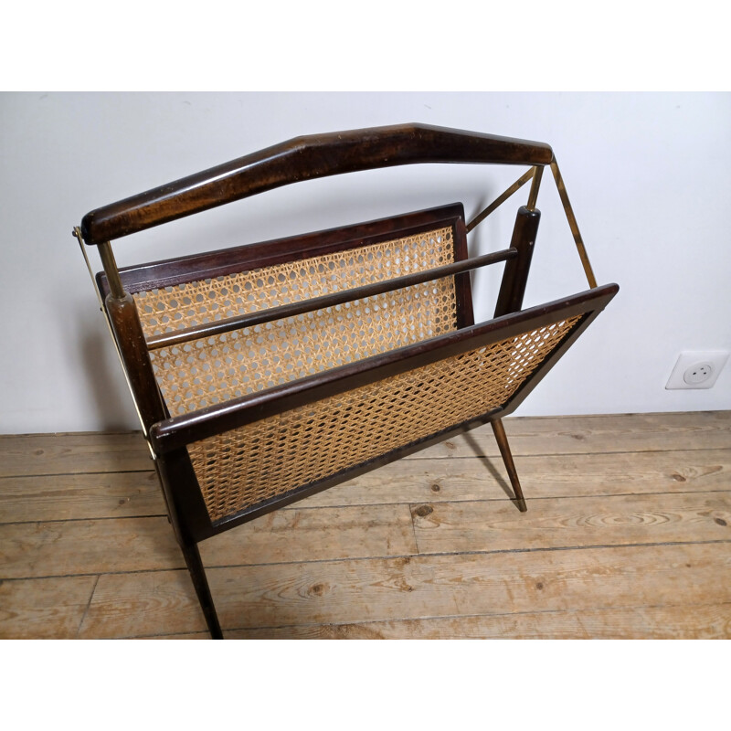 Vintage wooden magazine rack, 1960