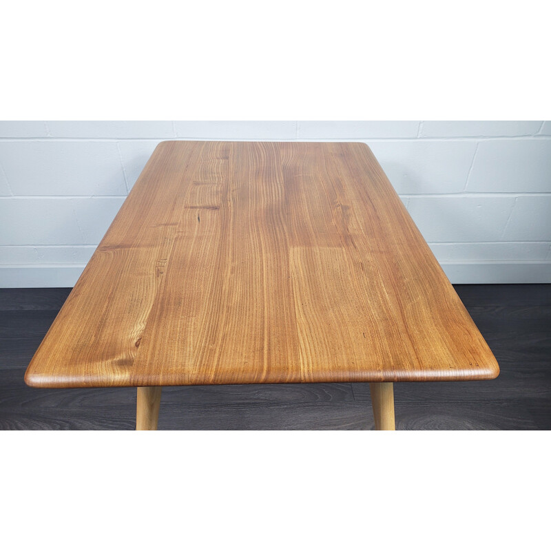 Vintage elmwood dining table by Ercol, 1960s