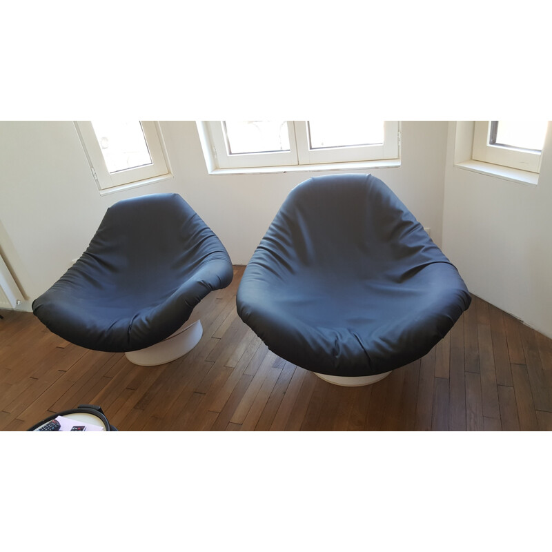 Pair of "Rodica" armchairs in leatherette, Mario BRUNU - 1970s