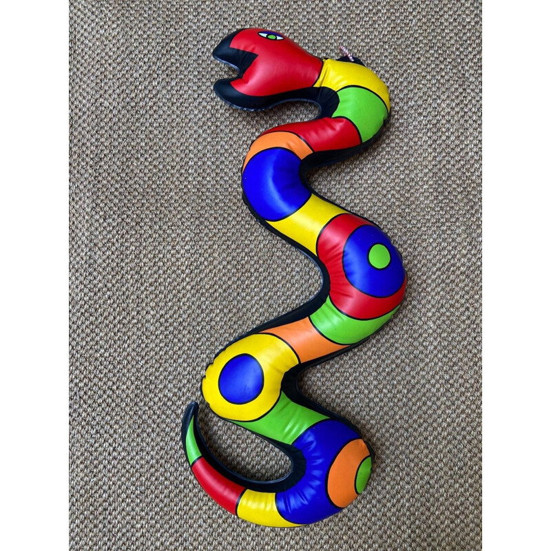 Escultura Vintage insuflável Snake em plástico policromado, 2002