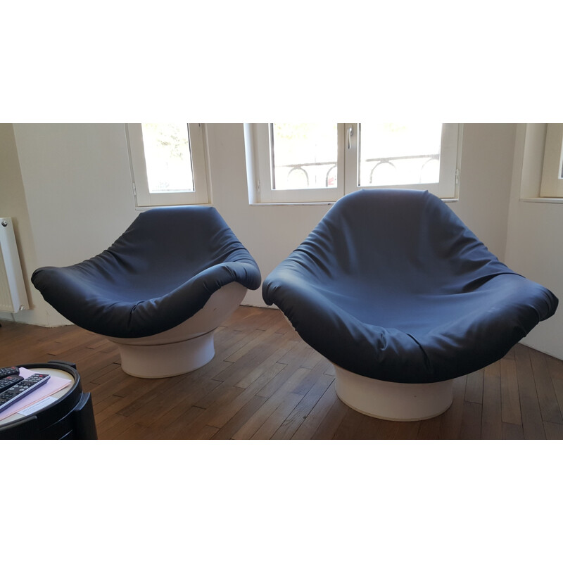 Pair of "Rodica" armchairs in leatherette, Mario BRUNU - 1970s