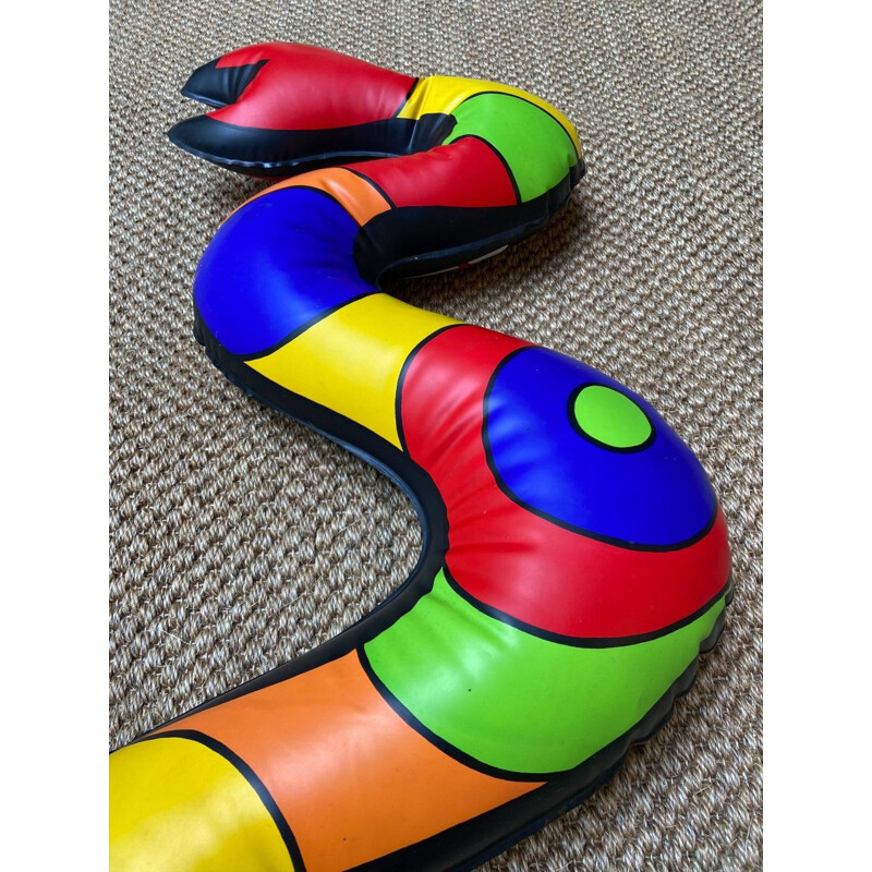 Aufblasbare Vintage-Skulptur Schlange aus mehrfarbigem Kunststoff, 2002
