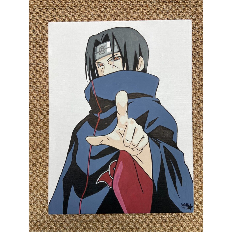 Vintage acrylic on canvas "Itachi Uchiha" by Loran