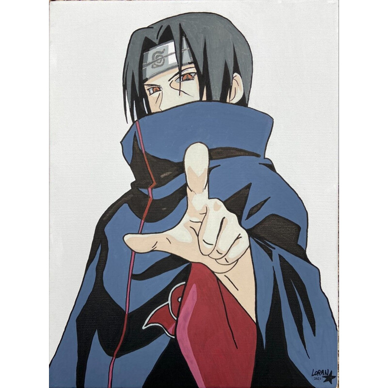 Vintage acrylic on canvas "Itachi Uchiha" by Loran