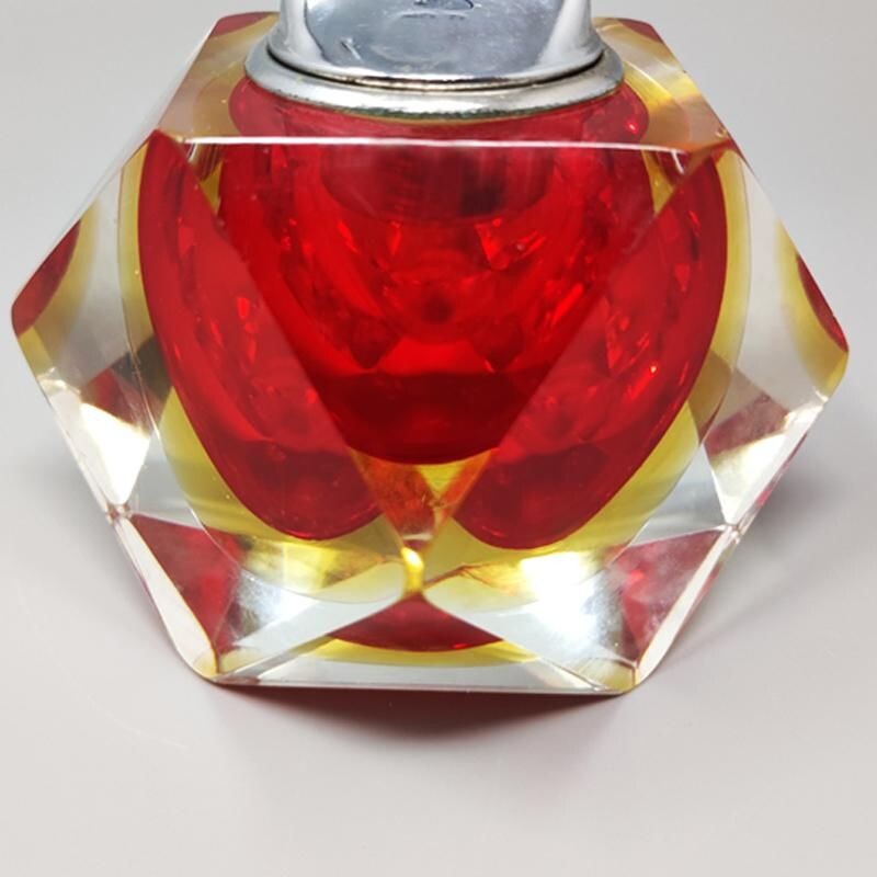 Vintage table lighter in Murano Sommerso glass by Flavio Poli for Seguso, Italy 1960s