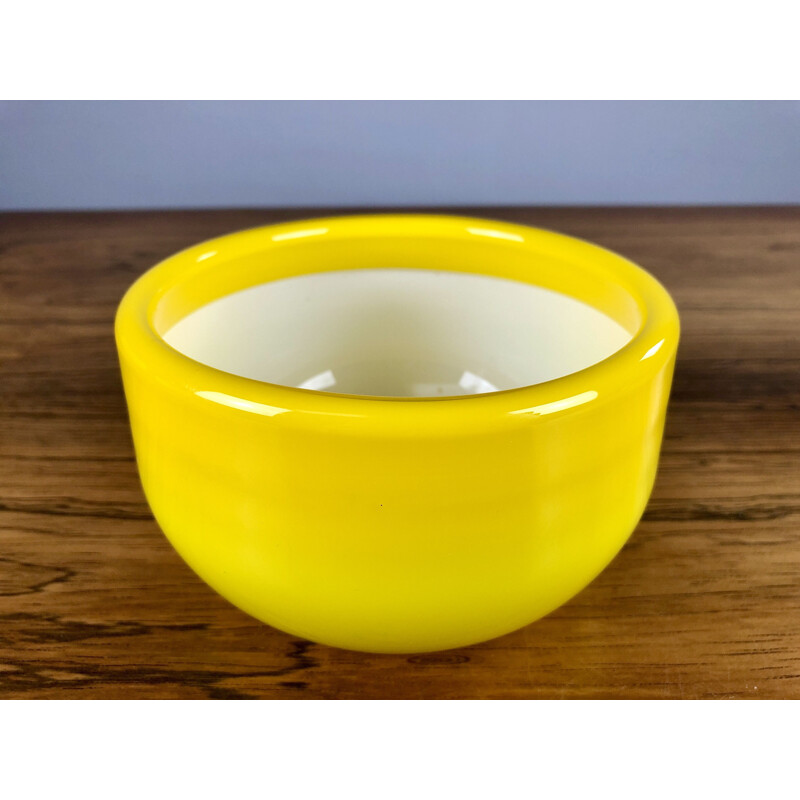 Set of 3 vintage Danish yellow bowls in glass by Michael Bang for Holmegaard, 1970s