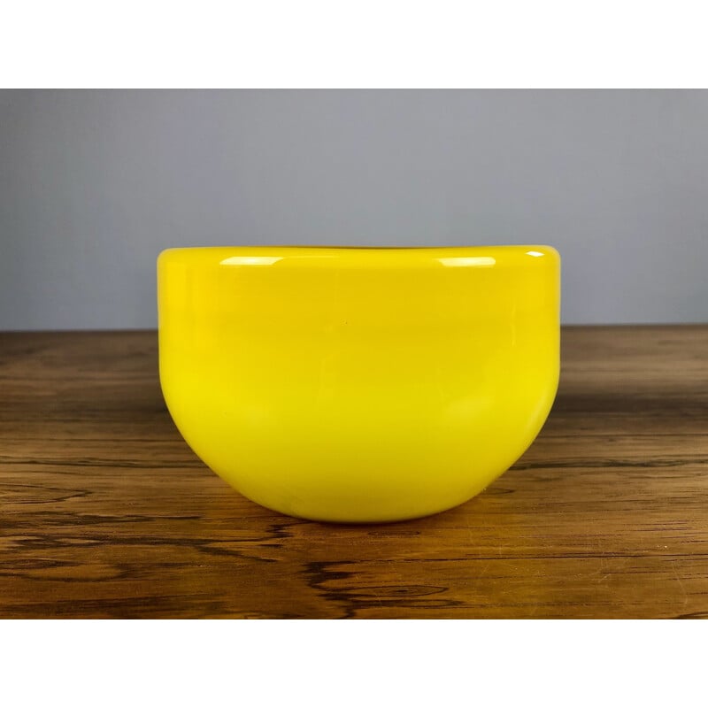 Ensemble de 3 bols jaunes danois vintage en verre par Michael Bang pour Holmegaard, 1970