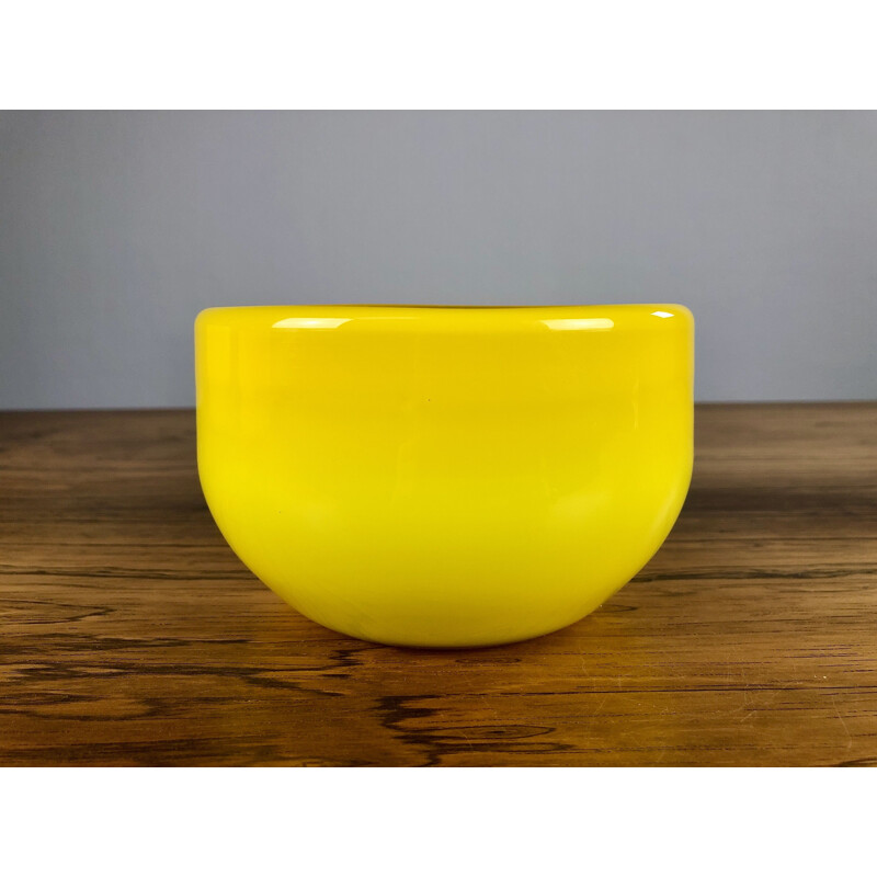 Conjunto de 3 taças de vidro amarelo dinamarquês vintage de Michael Bang para Holmegaard, 1970