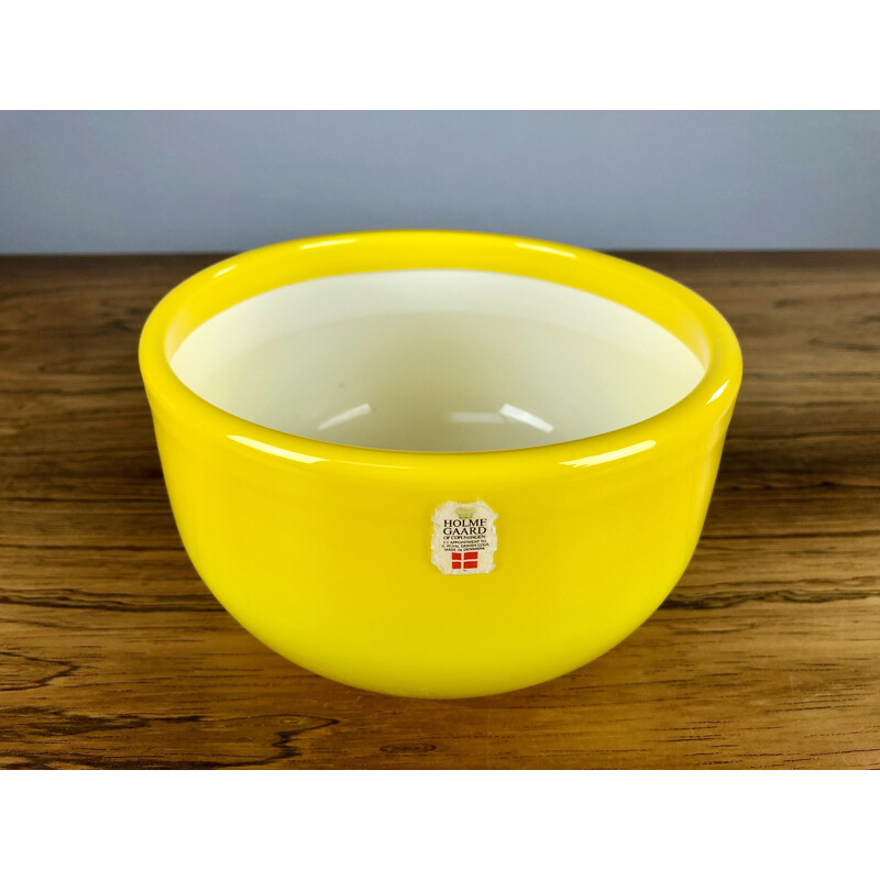 Set of 3 vintage Danish yellow bowls in glass by Michael Bang for Holmegaard, 1970s