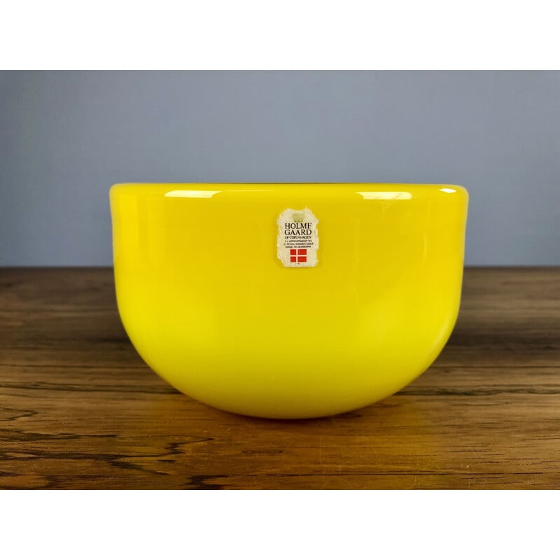 Conjunto de 3 taças de vidro amarelo dinamarquês vintage de Michael Bang para Holmegaard, 1970