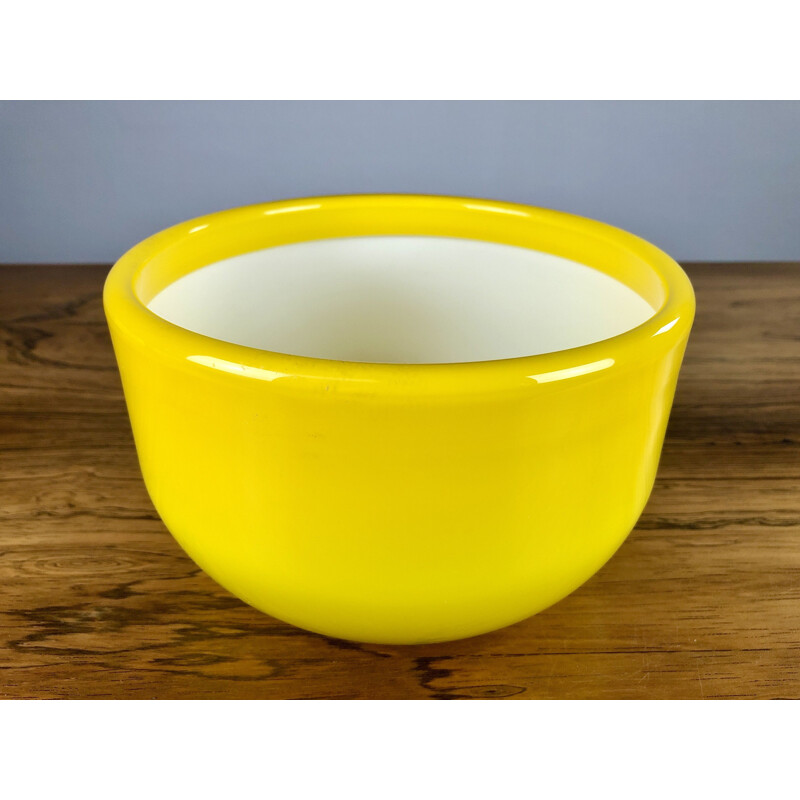 Set of 3 vintage Danish yellow bowls in glass by Michael Bang for Holmegaard, 1970s