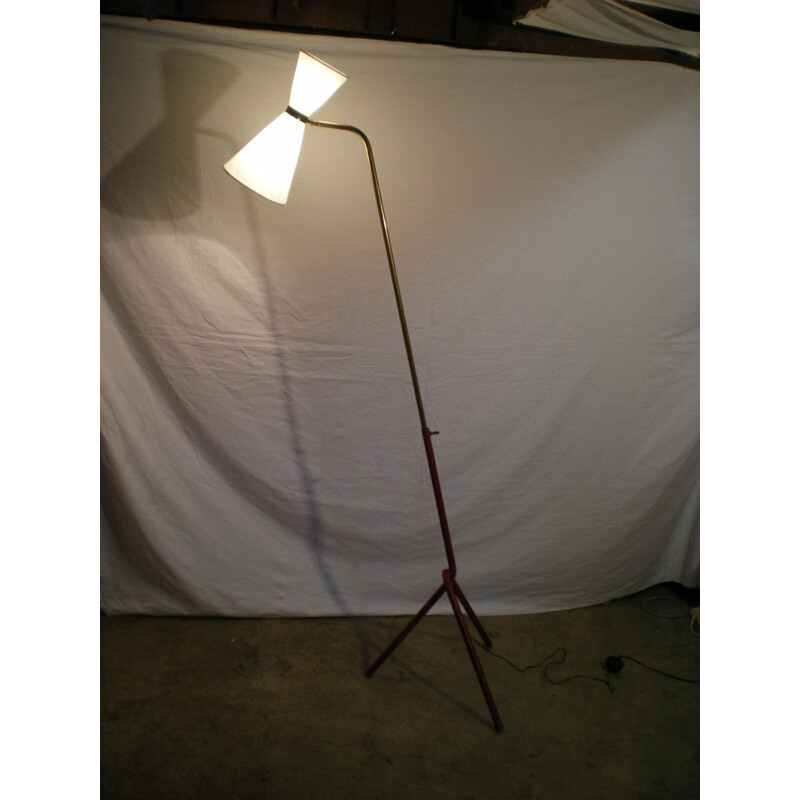 Mid century modern floor lamp with diabolo shade - 1950s