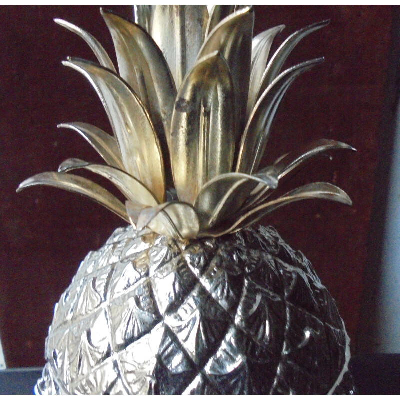 Vintage pineapple ice bucket in silver plated metal by Mauro Manetti, 1970