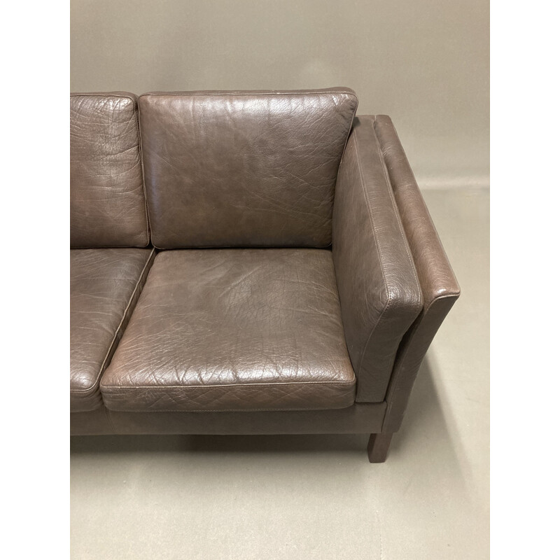 Scandinavian vintage brown leather sofa, 1960