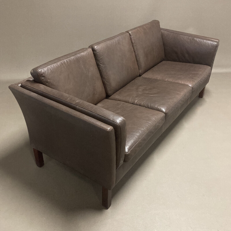 Scandinavian vintage brown leather sofa, 1960