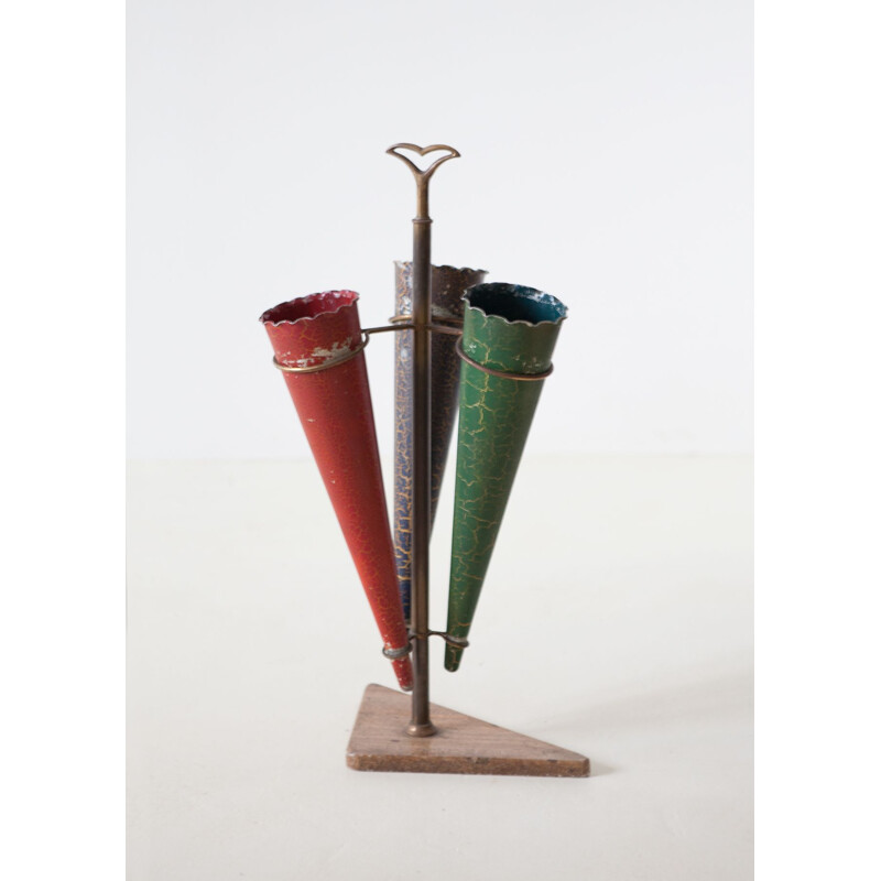 Italian vintage brass and marble umbrella rack, 1950s