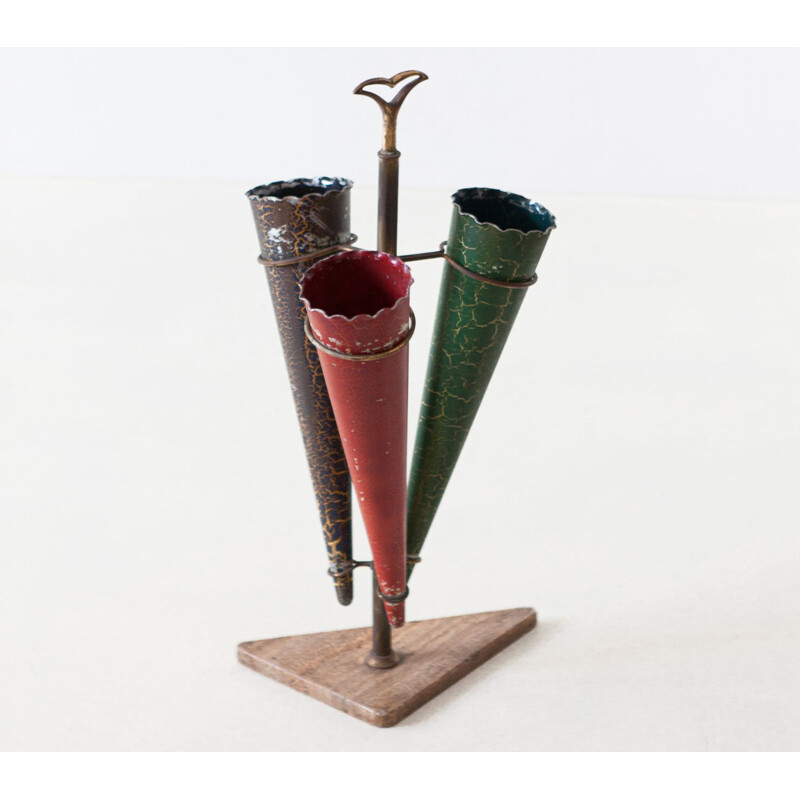 Italian vintage brass and marble umbrella rack, 1950s