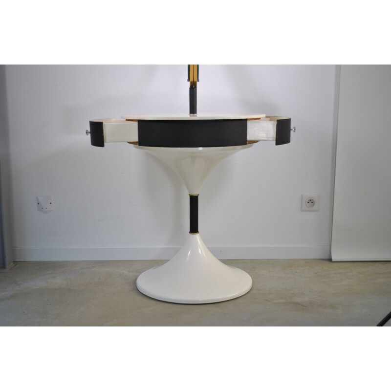 Vintage fibreglass and black skai tulip-legged dressing table, 1960