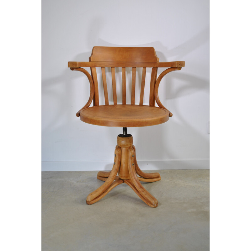 Vintage Thonet beechwood swivel armchair, 1950