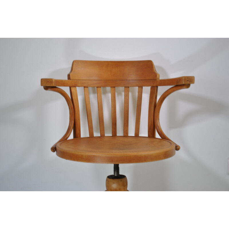 Vintage Thonet beechwood swivel armchair, 1950